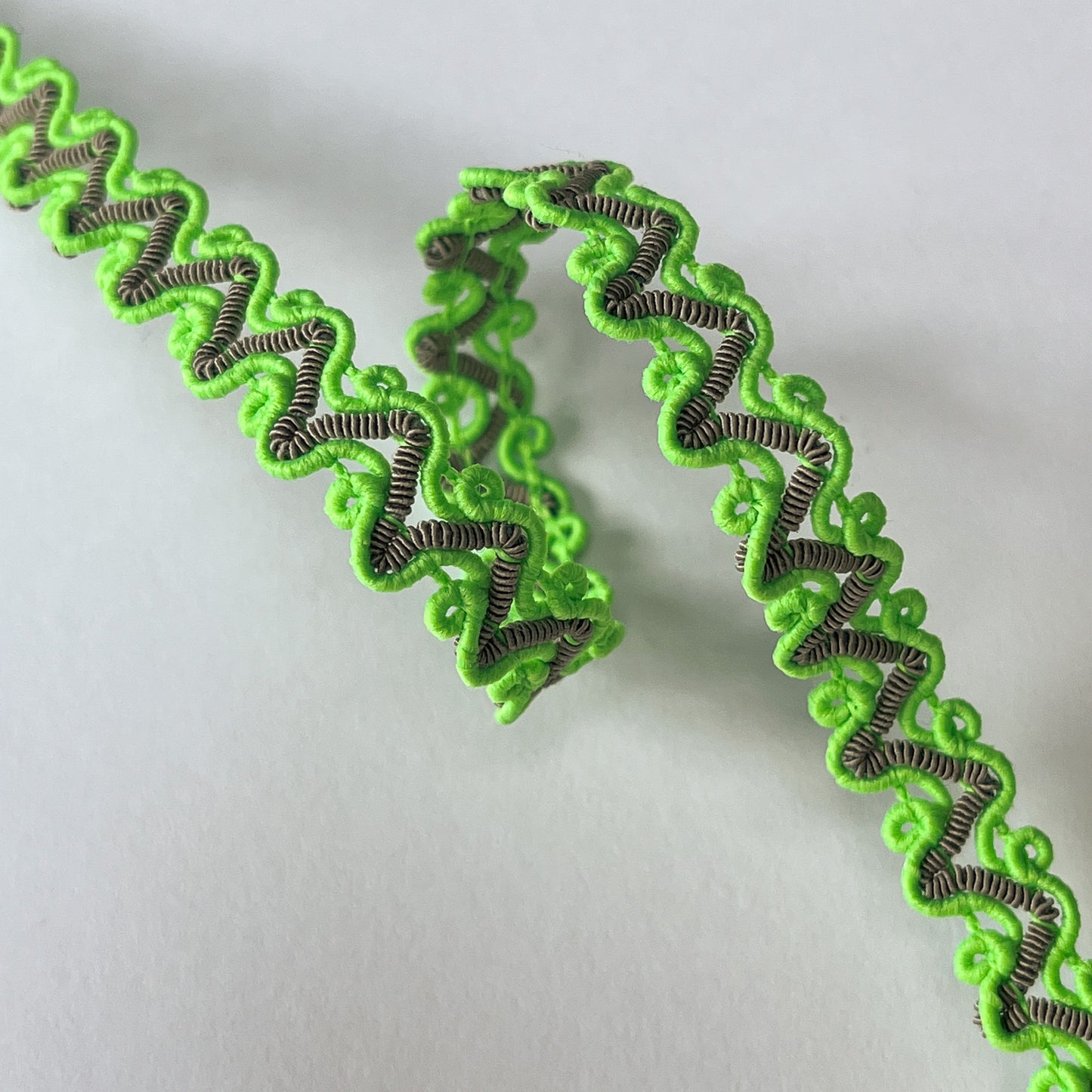 10mm Zig Zag Gimp Braid - Fluro Green