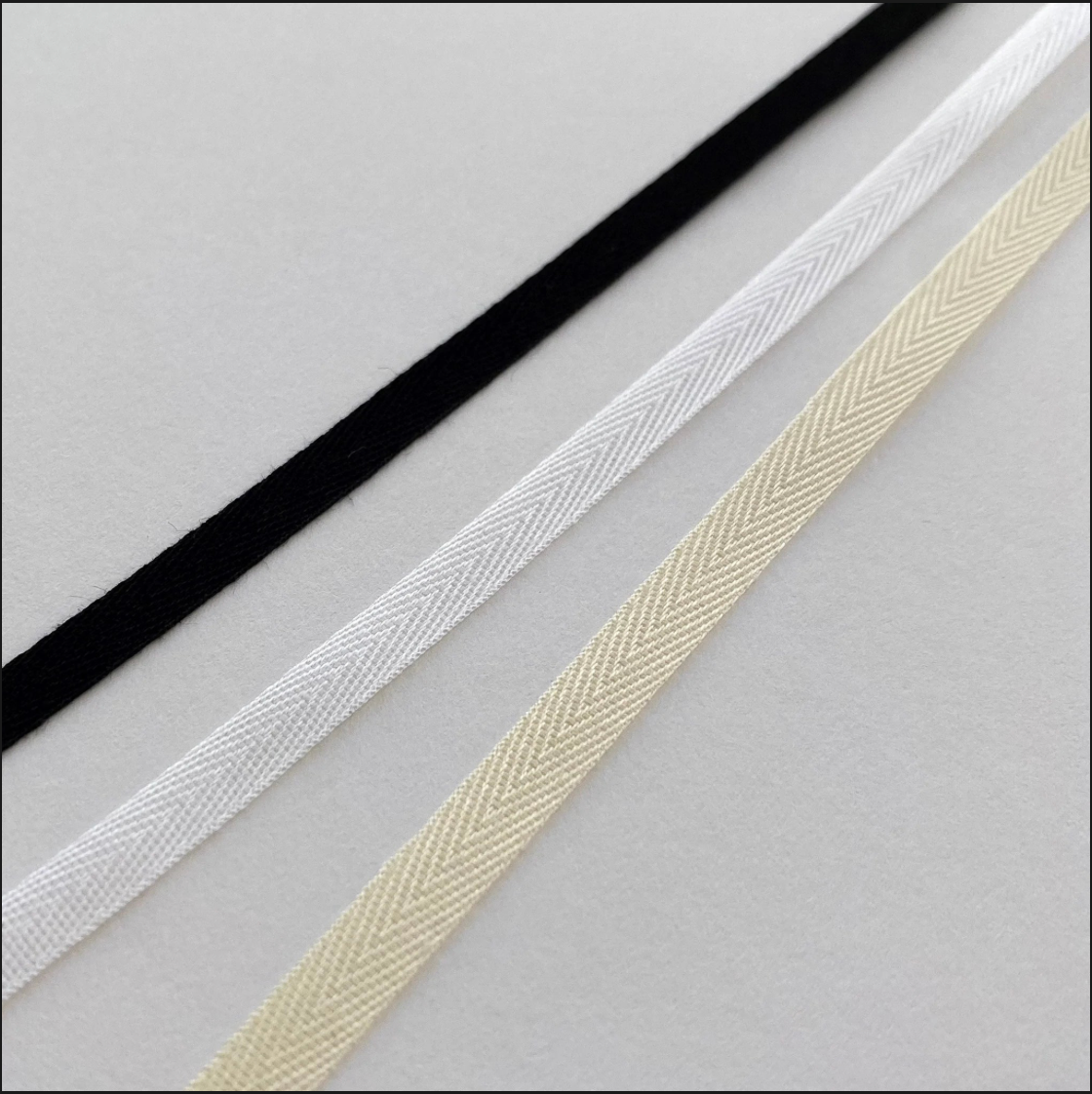 10mm fine cotton herringbone tape and ribbon