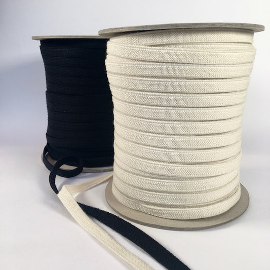 11mm wide plastic-free elastic made from organic cotton and natural rubber.