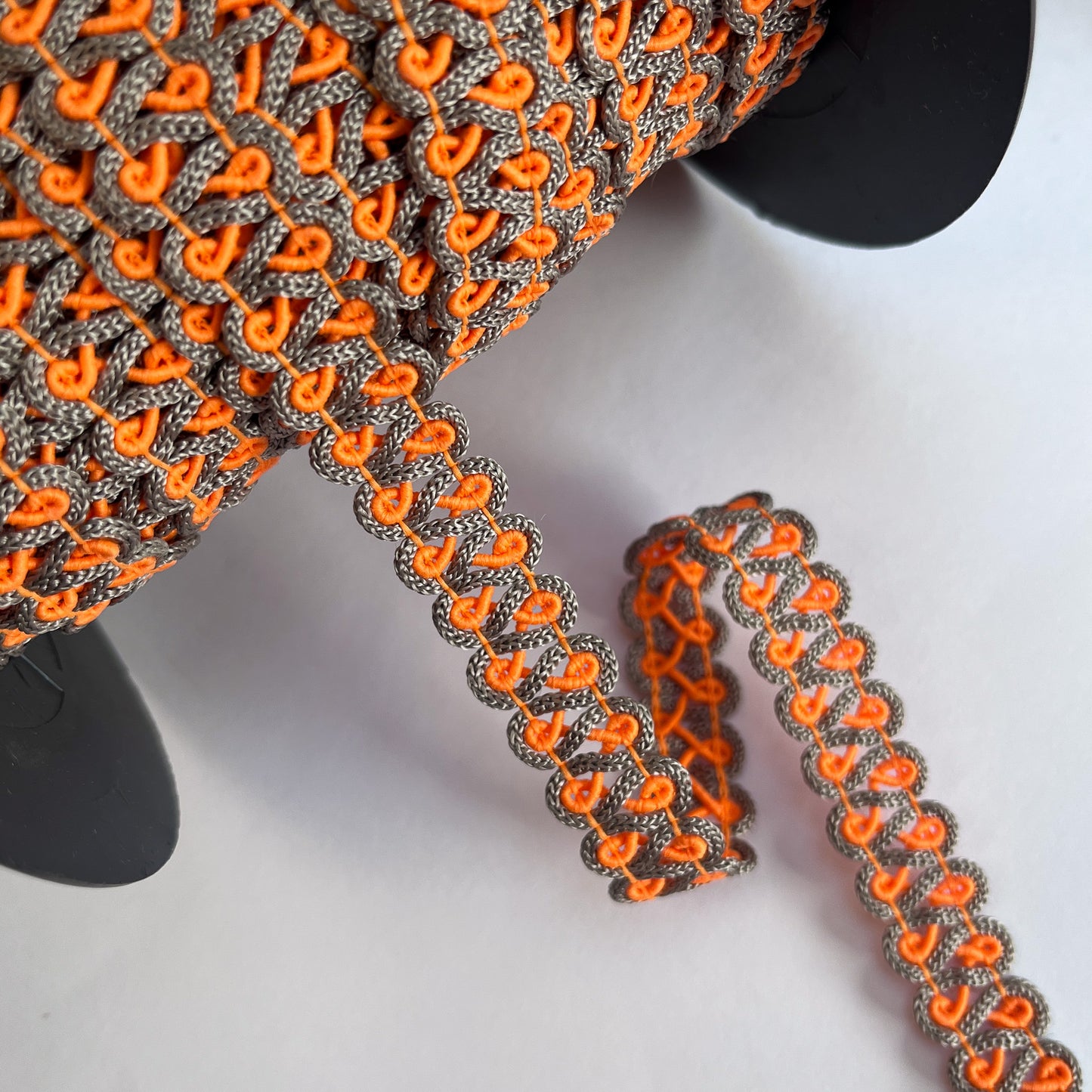 15mm 2-tone Swirl Gimp Braid - Fluro Orange