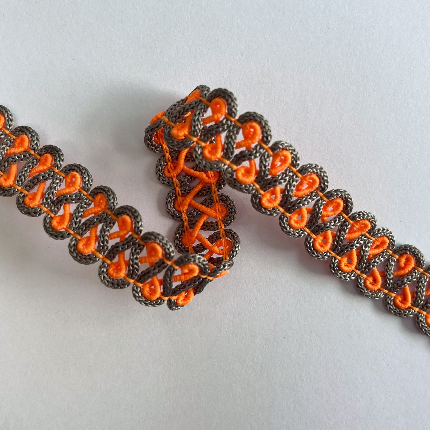 15mm 2-tone Swirl Gimp Braid - Fluro Orange