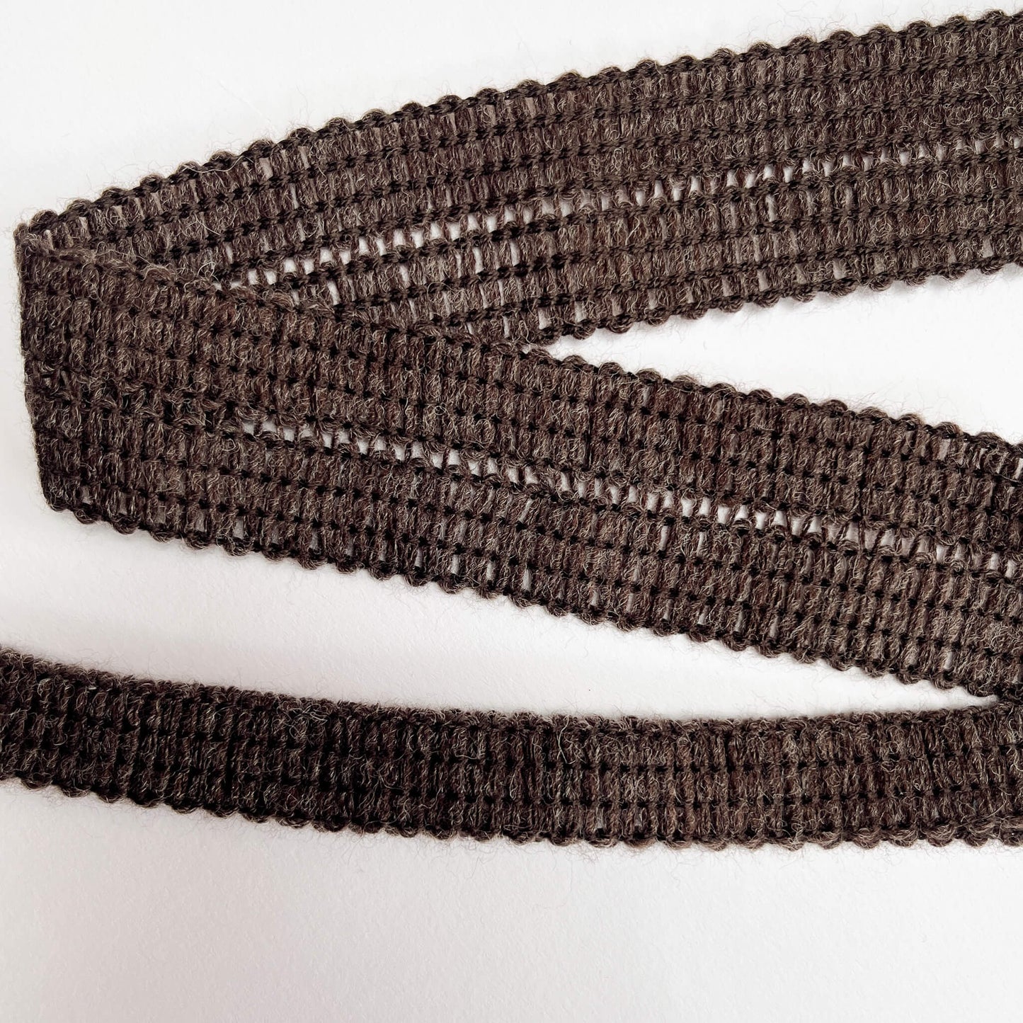 close up of 17mm Knitted Binding Tape - Brown