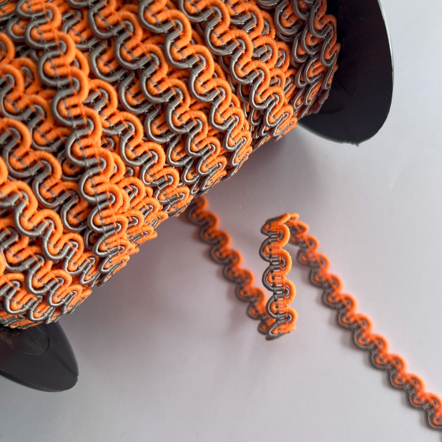 8mm 2-tone Scroll Gimp Braid - Fluro Orange
