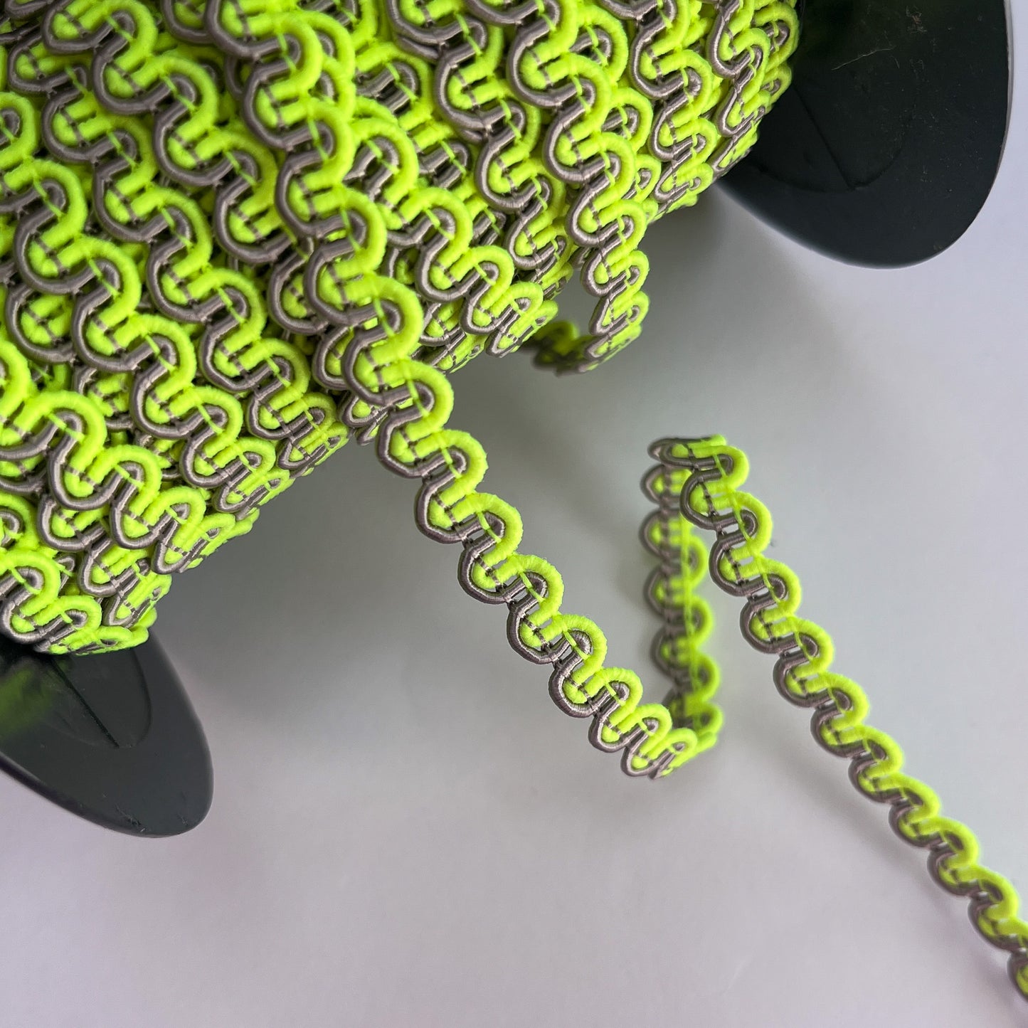 8mm 2-tone Scroll Gimp Braid - Fluro Yellow