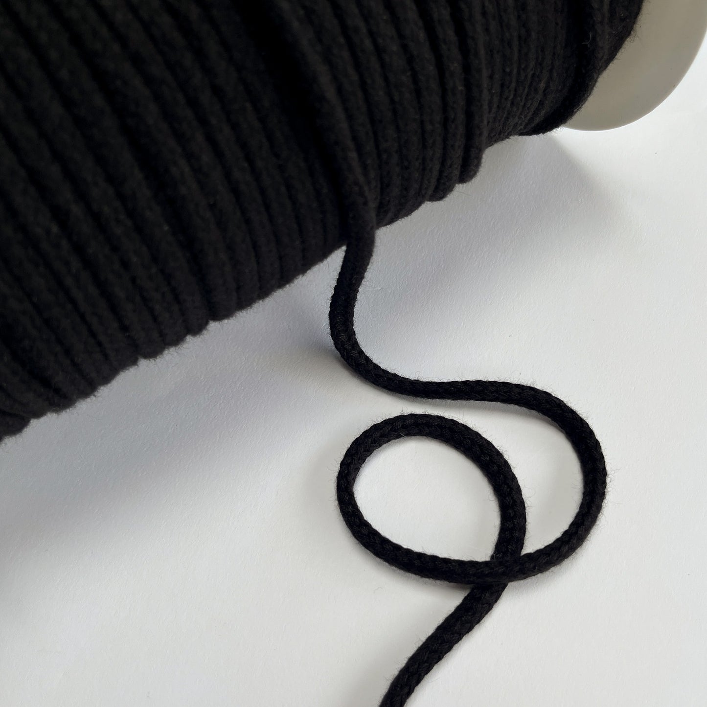 8mm Soft Plaited Cord - Black