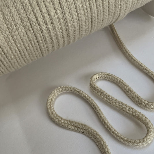 8mm Soft Plaited Cord - Ecru