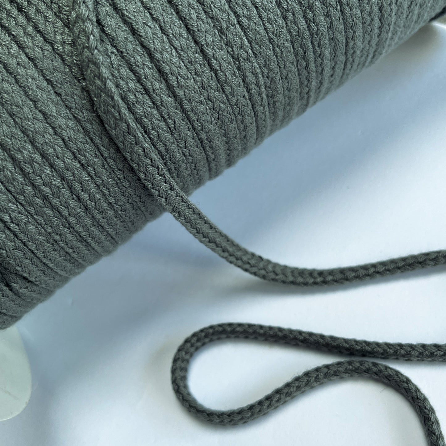 8mm Soft Plaited Cord - Grey
