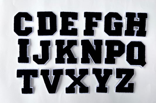 Black Chenille Iron On Varsity letters
