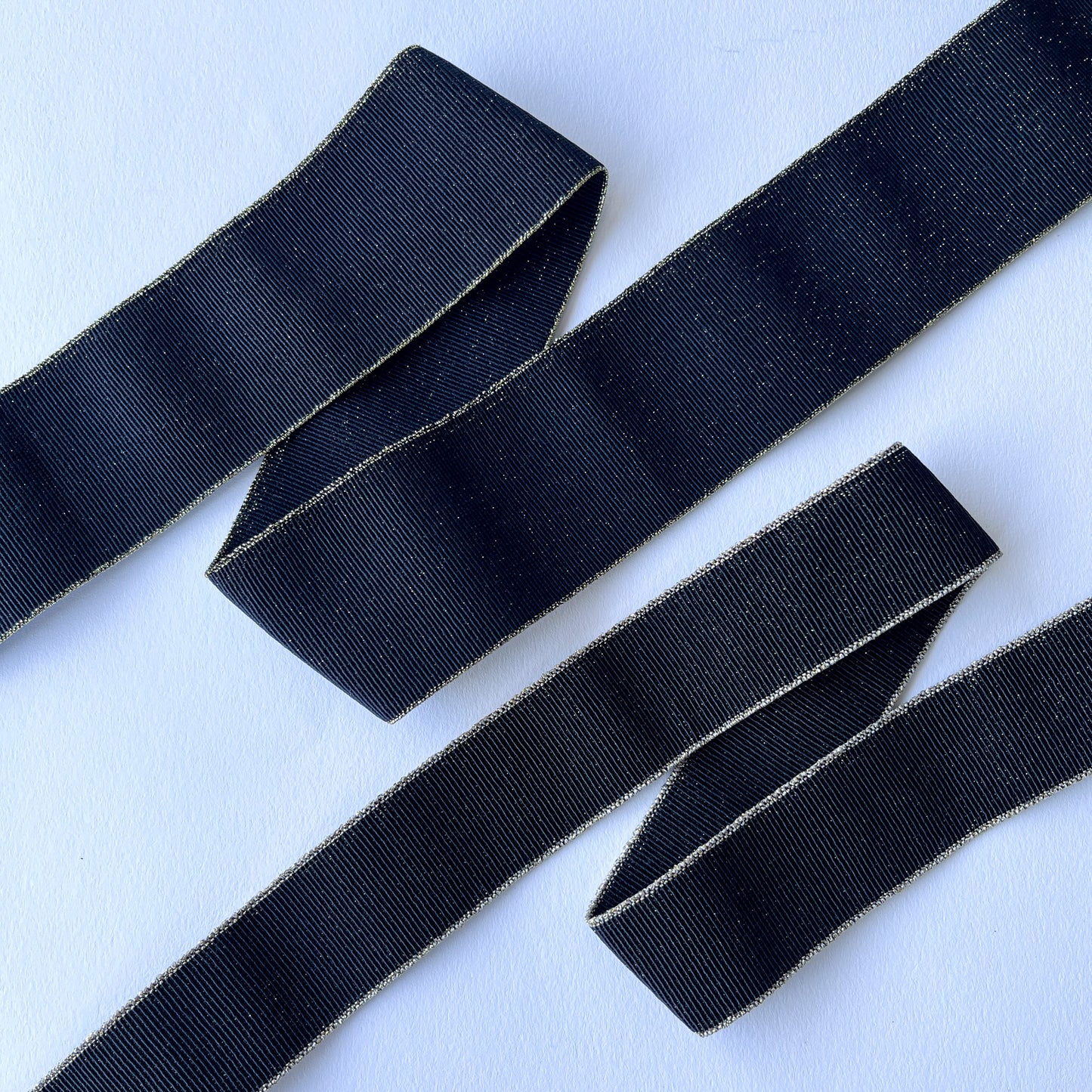 Black and Gold Grosgrain Elastic – 2 widths