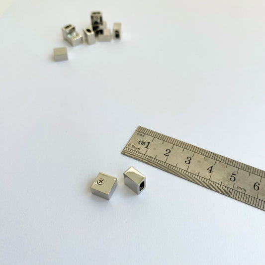 8mm Rectangle Silver Cord End