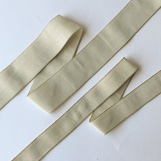 Cream and Gold Grosgrain Elastic – 2 widths
