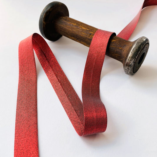 Red Metallic Bias Binding