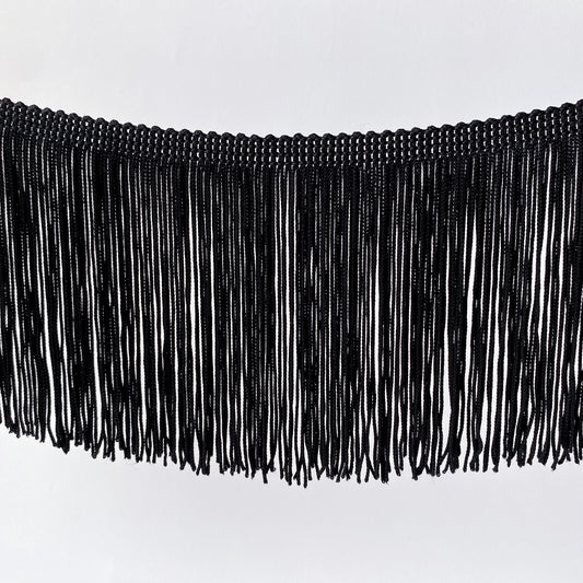 10cm Black Silky Soft Rayon Cut Fringe