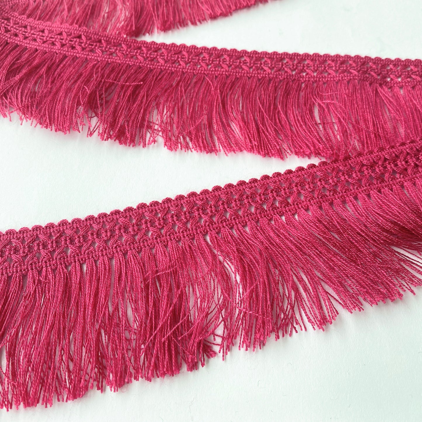 7cm Cerise Pink Braided Brush Fringe