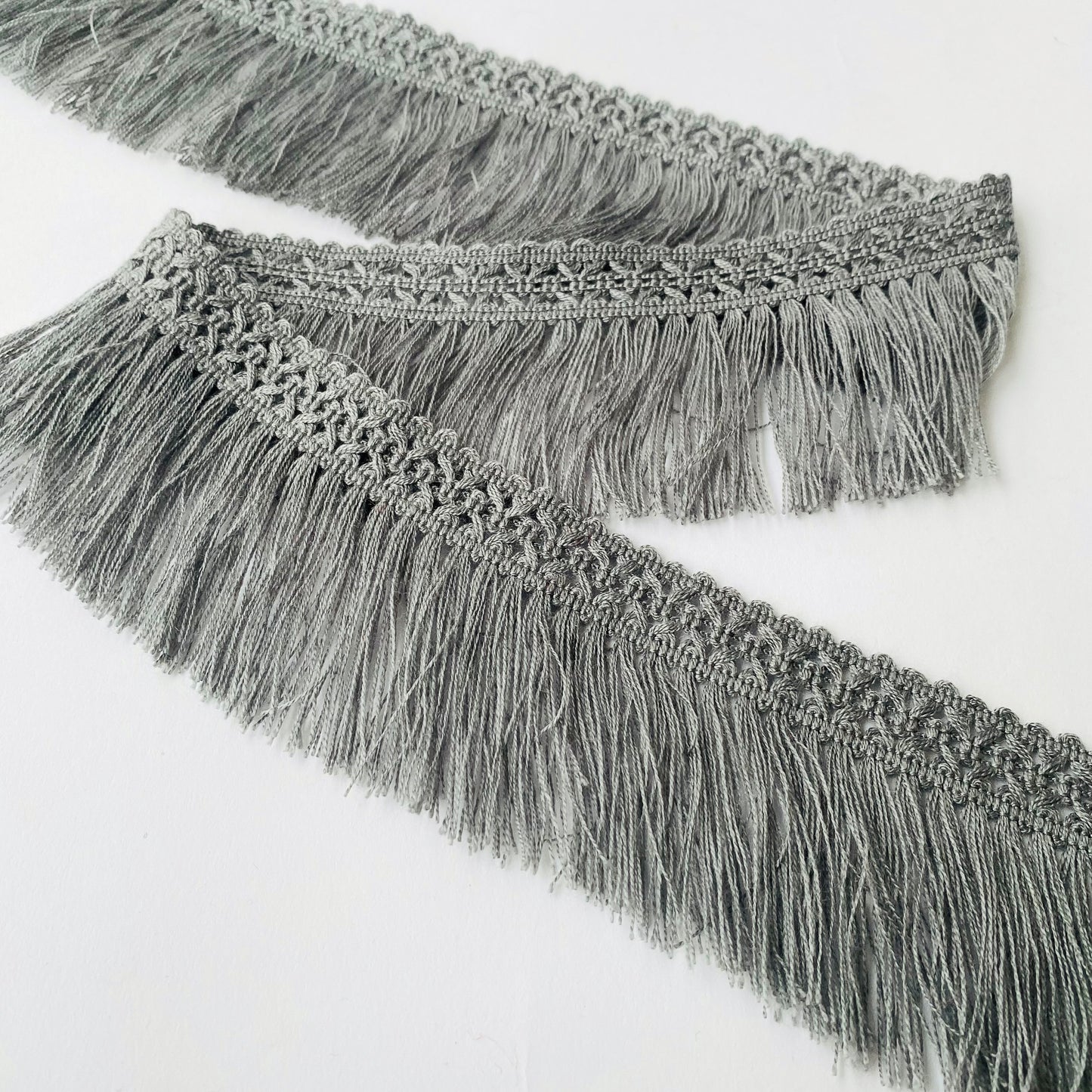 7cm Grey Braided Brush Fringe