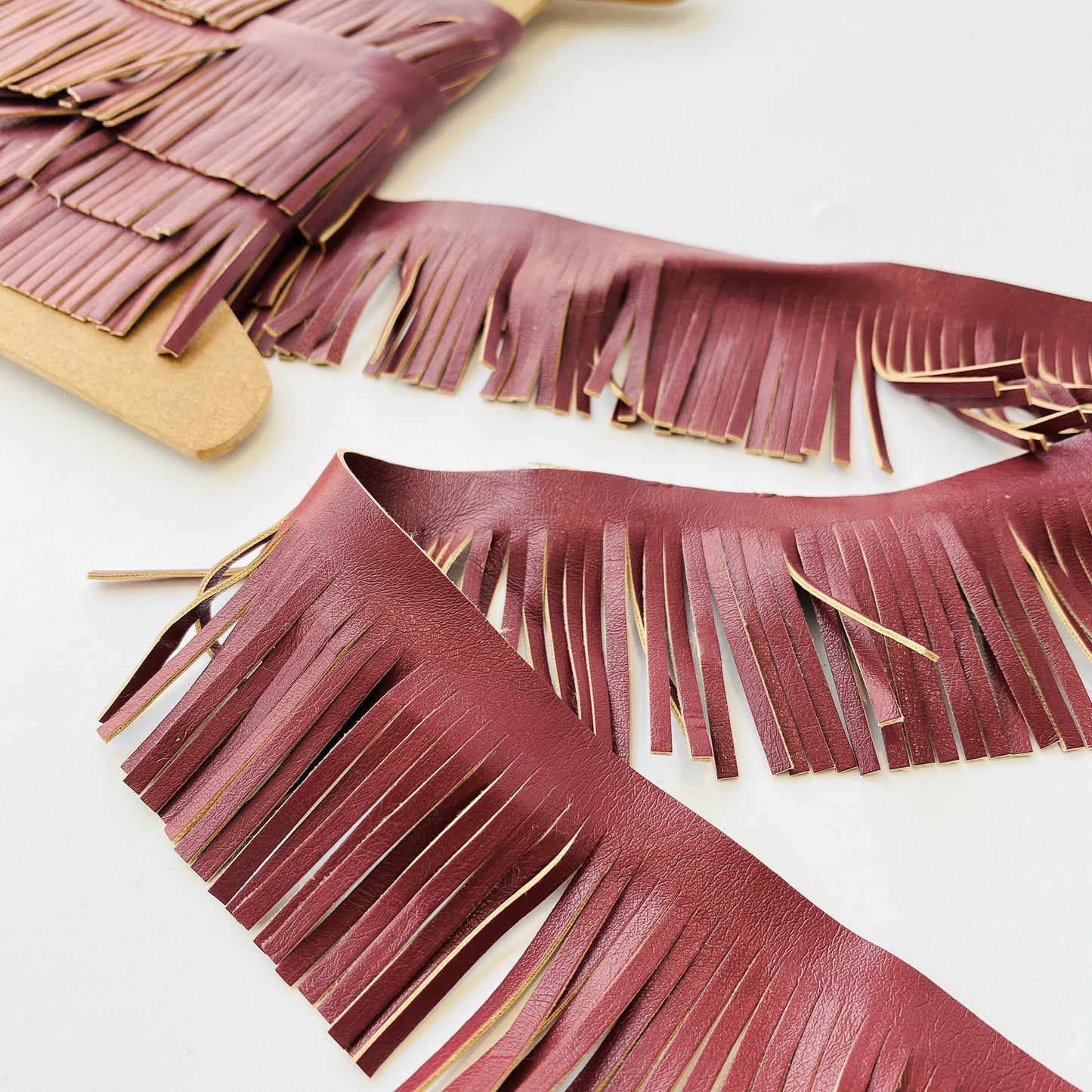 5cm Red Faux Leather Fringe