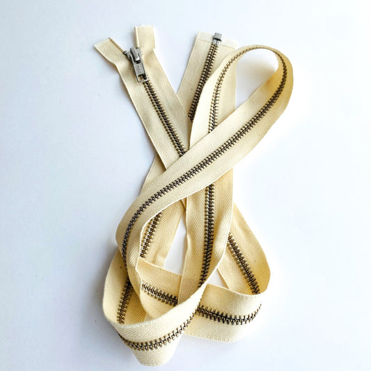 #5 Cotton Open End Zip with silver teeth by YKK - 100cm