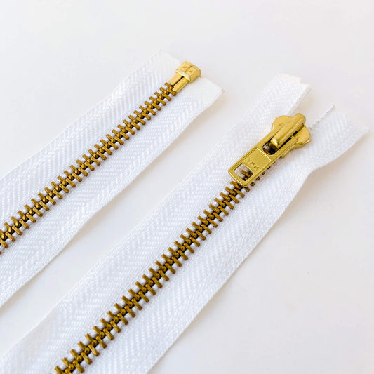 white metal open ended zipper