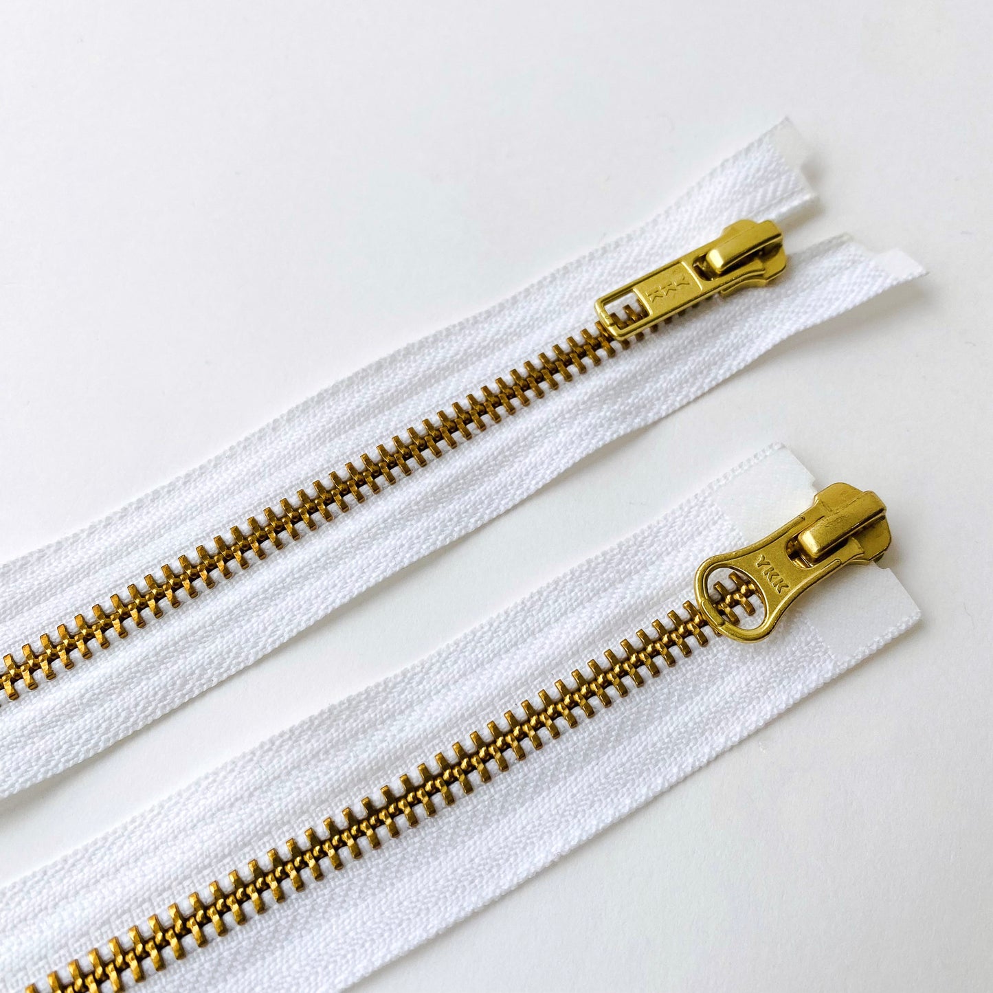 White 100cm double open ended zip