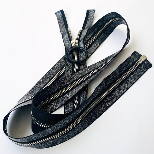#5 Black Glitter Metal Zip by Lanfranchi Lampo