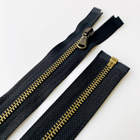 #5 Open End Antique Gold Metal Zip - 90cm