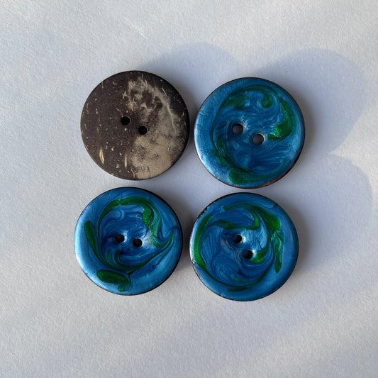 Botones decorativos grandes de cáscara de coco - 30mm