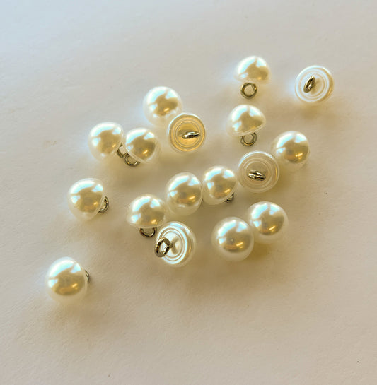 Pearl flat back dome bridal buttons - bridal white