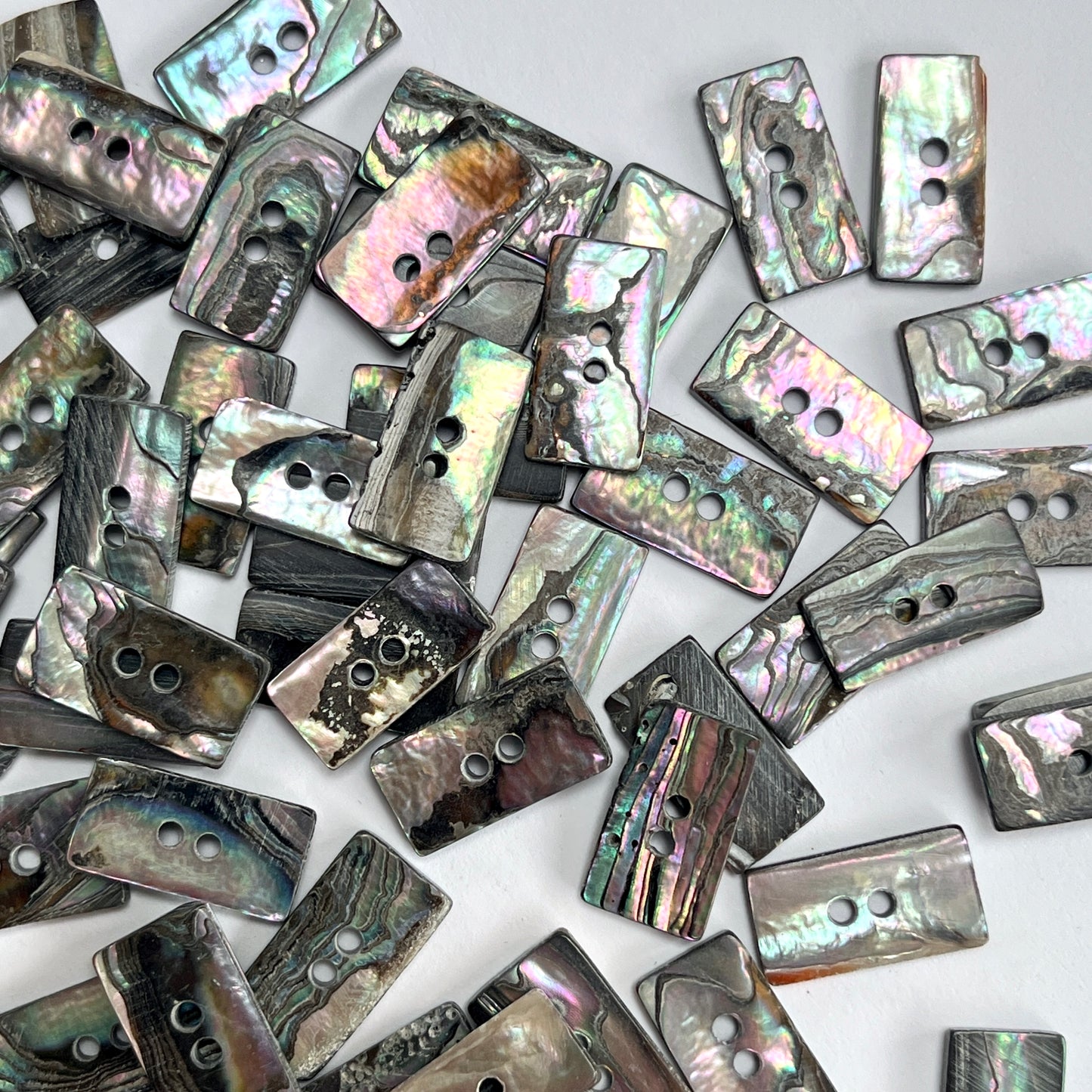10 Rectangle Abalone Shell Buttons