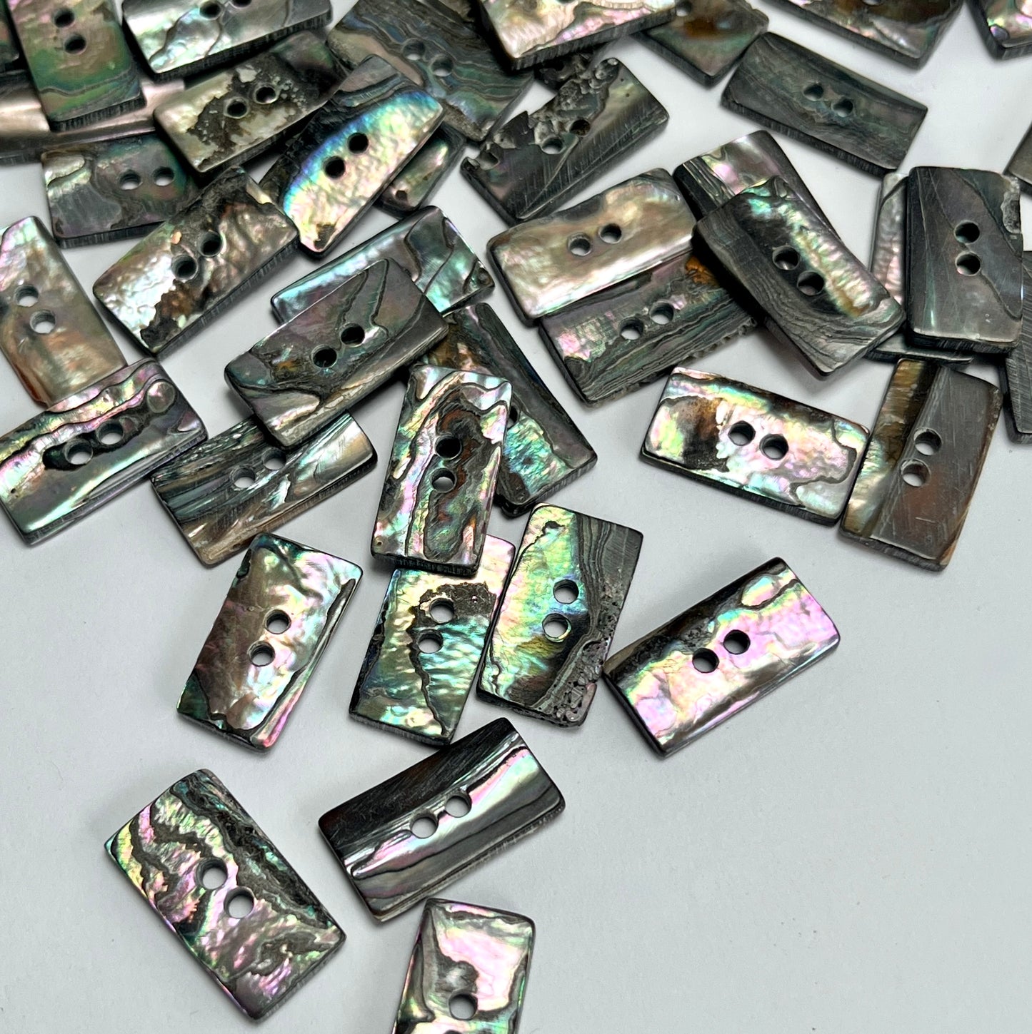 10 Rectangle Abalone Shell Buttons