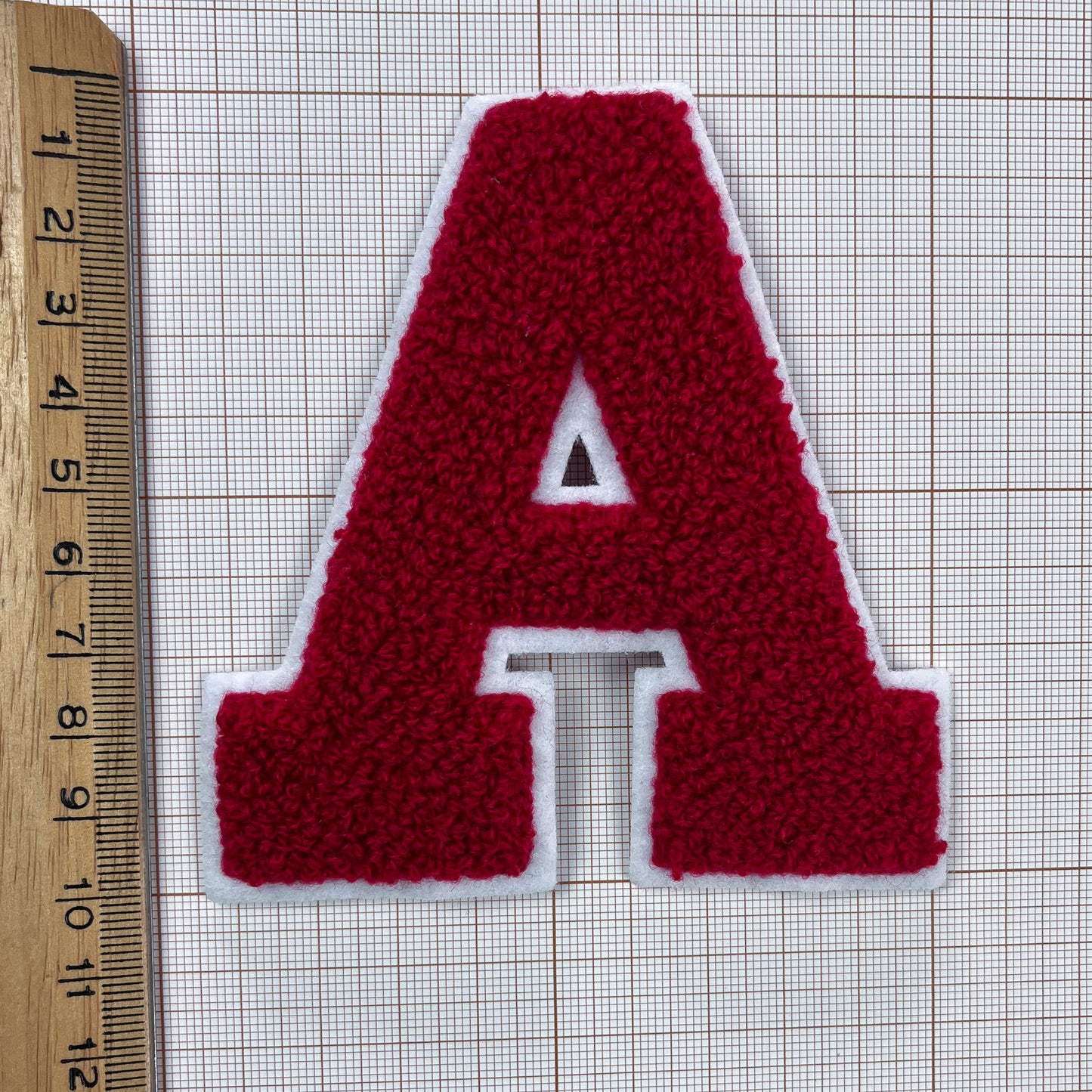 Red Chenille Iron On Varsity letters