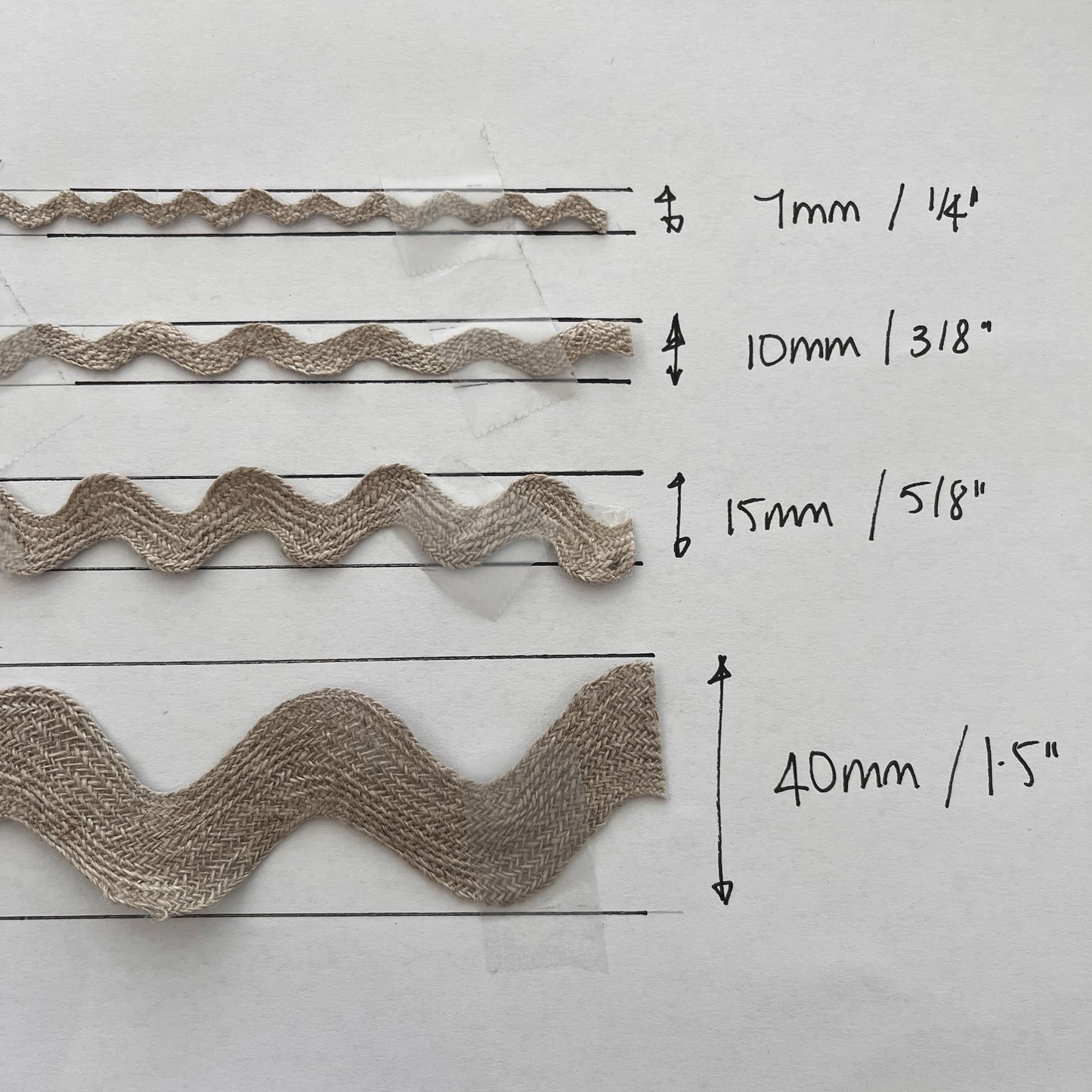 Natural Linen Ric Rac - 4 widths