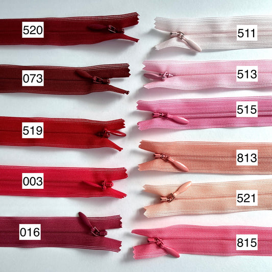 #2 Lightweight Invisible zip By YKK - Red & Pink shades - 66cm (26") length