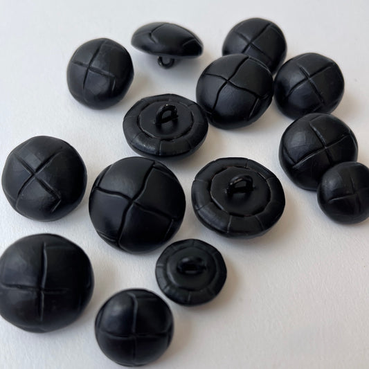 Black Leather Buttons - 3 sizes
