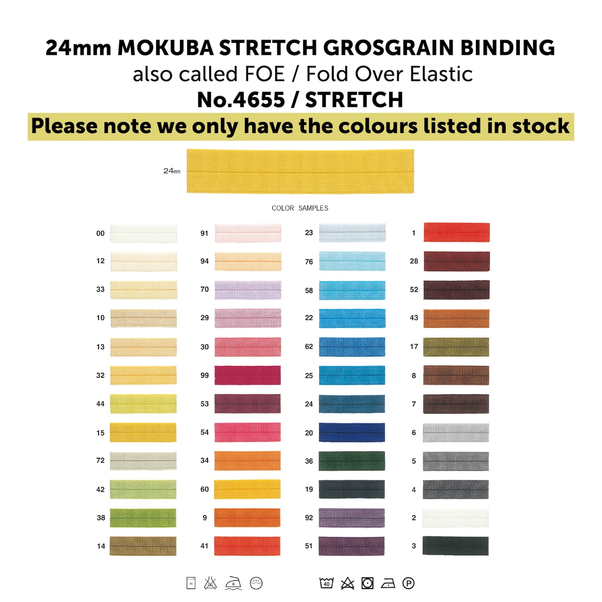 mokuba 4655 stretch grosgrain FOE binding colour chart