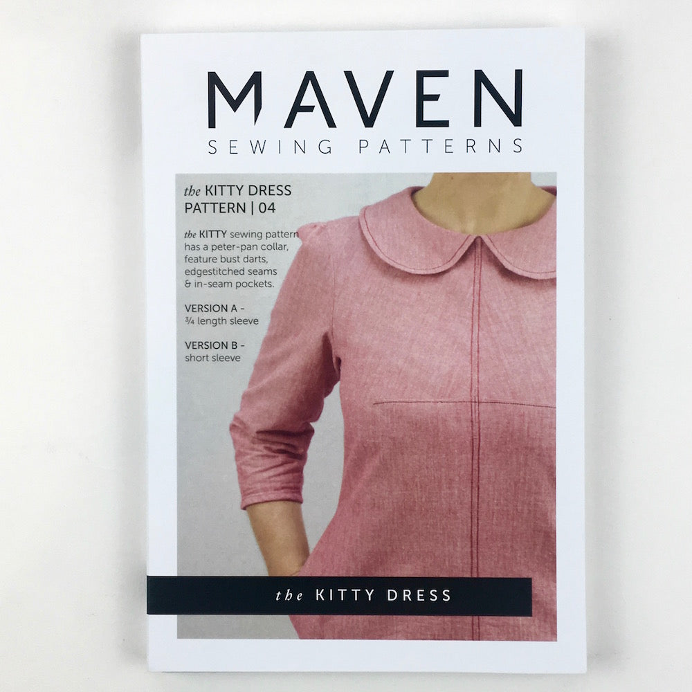 The Kitty Dress sewing pattern with a peter pan collar and long sleeve. Indie sewing patterns, contemporary and modern sewing patterns made in the UK.