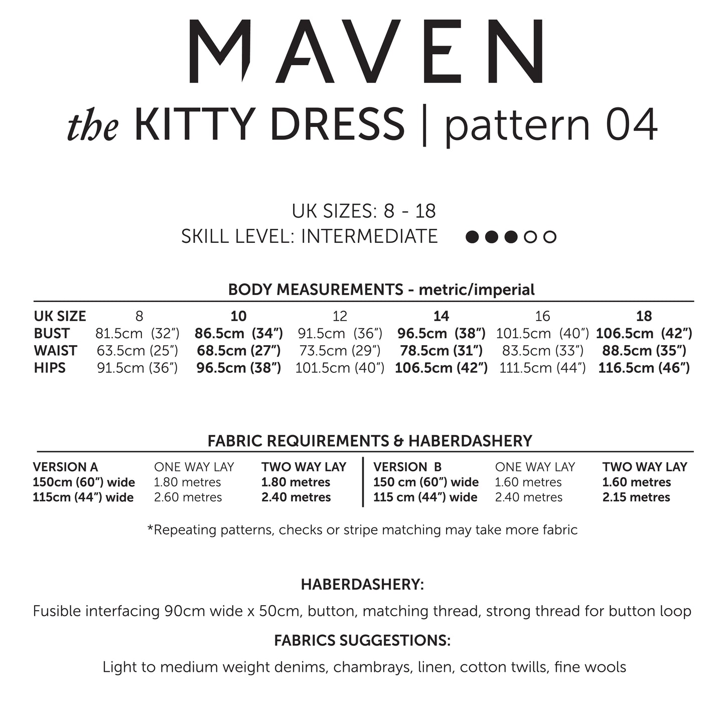 The Kitty Dress sewing pattern with a peter pan collar and long sleeve. Indie sewing patterns, contemporary and modern sewing patterns made in the UK.
