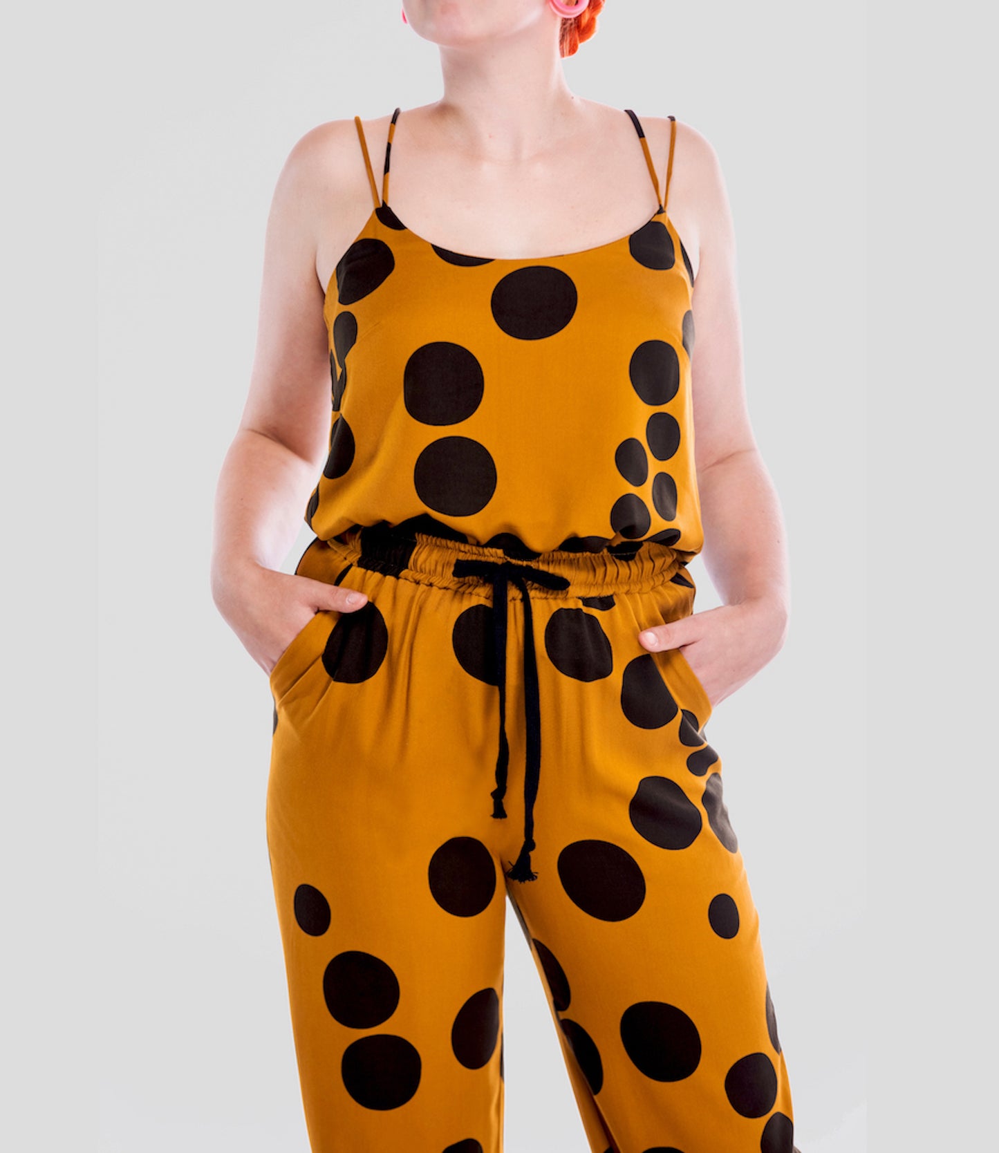 The Simone Set a camisole and pull on trouser sewing pattern, camisole, faux jumpsuit pattern indie sewing patterns, contemporary and modern sewing patterns made in the UK.