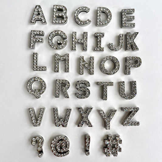 20mm silver diamanté letter charms A-Z