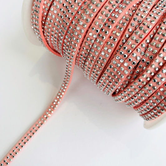5mm Faux Suede Leather Studded Trim