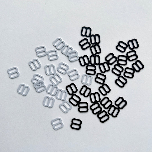 6mm Bra strap slider adjuster for use within bra making and swimwear. Suitable for use with a 6mm wide strap.