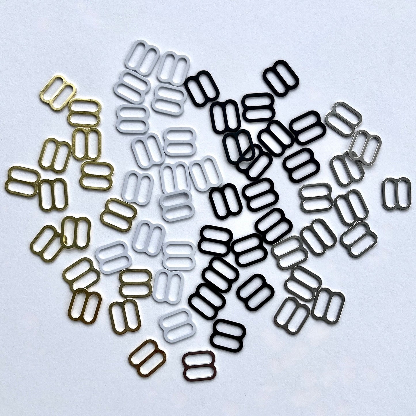 8mm Bra strap slider adjuster for use within bra making and swimwear. Suitable for use with a 8mm wide strap.