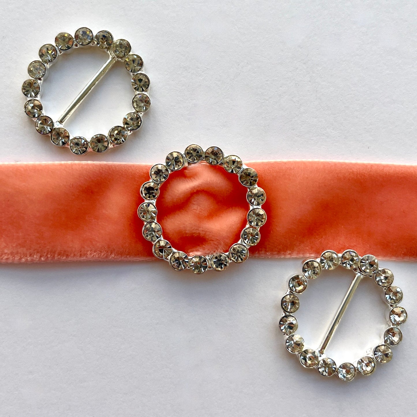 Circle Shaped Diamanté Slider Buckle - Kleins Haberdashery