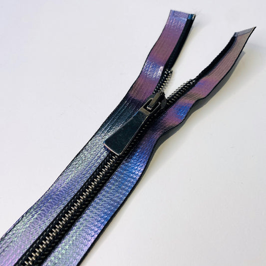 #8 Weight Iridescent Metallic Purple Closed End Zip