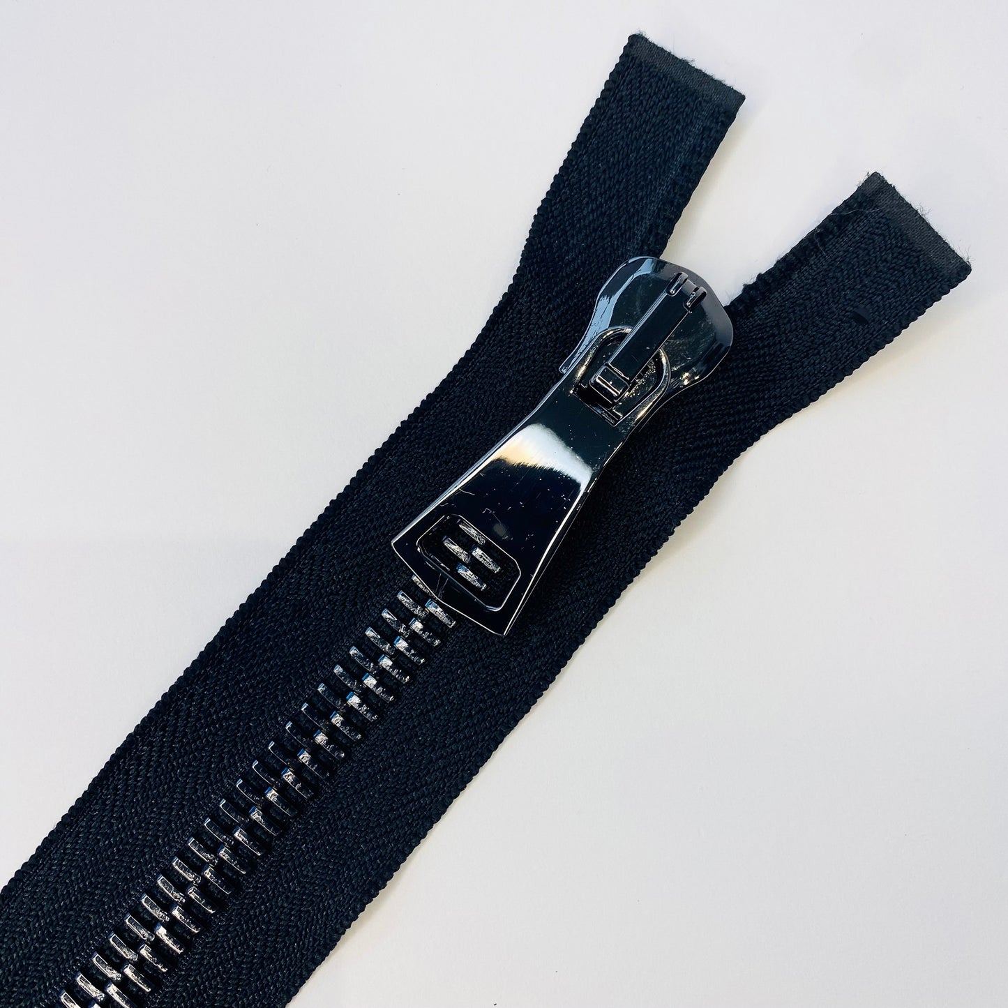 #12 Heavy Weight Open End Black Zip - 80cm with Black Polished Teeth