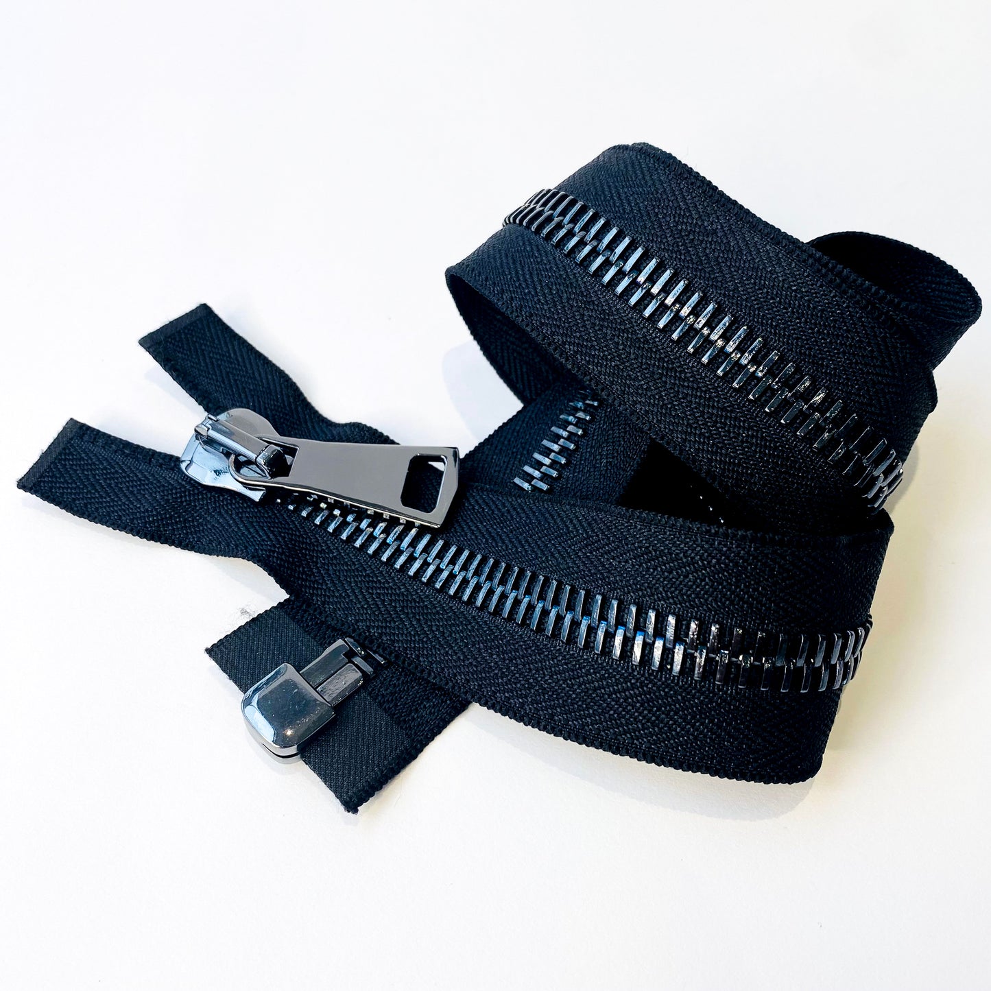 #12 Heavy Weight Open End Black Zip - 80cm with Black Polished Teeth