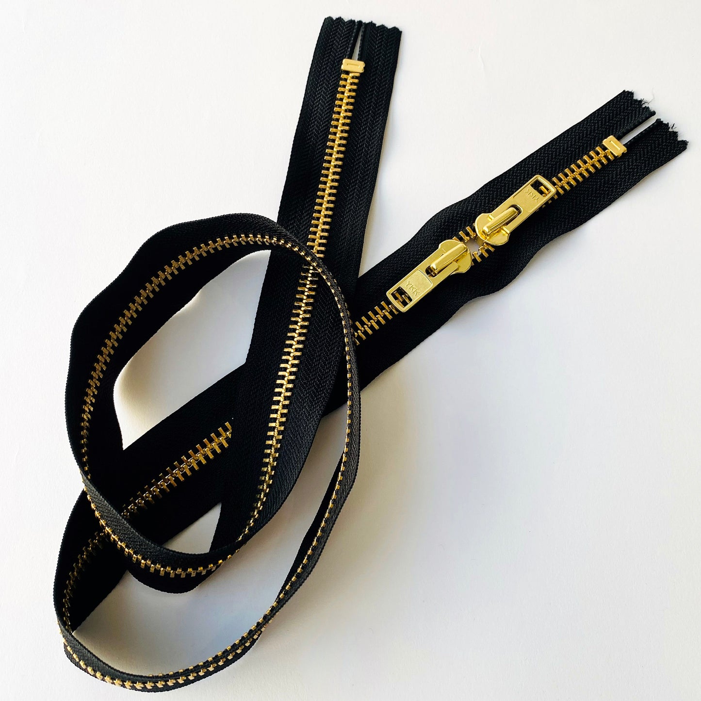 #10 Head to Head Closed End Gold Brass Zip by YKK - 100cm