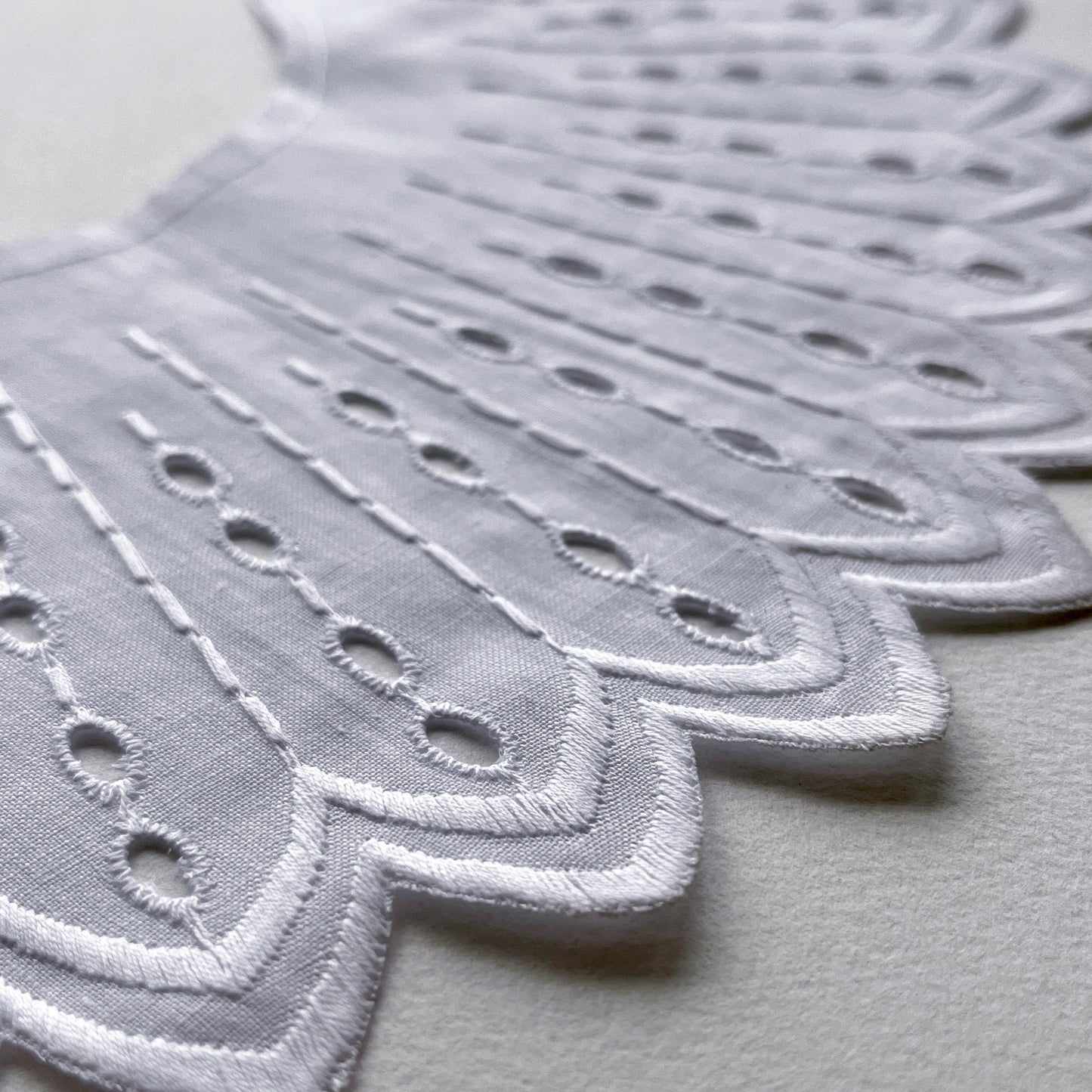Large Vintage embroidered cotton Broderie Anglaise Collar.