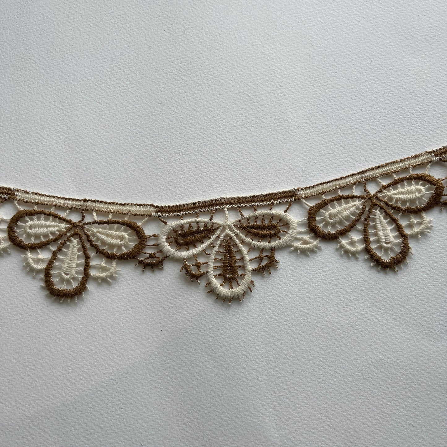 Pretty 2 toned scalloped guipure lace edging trim.