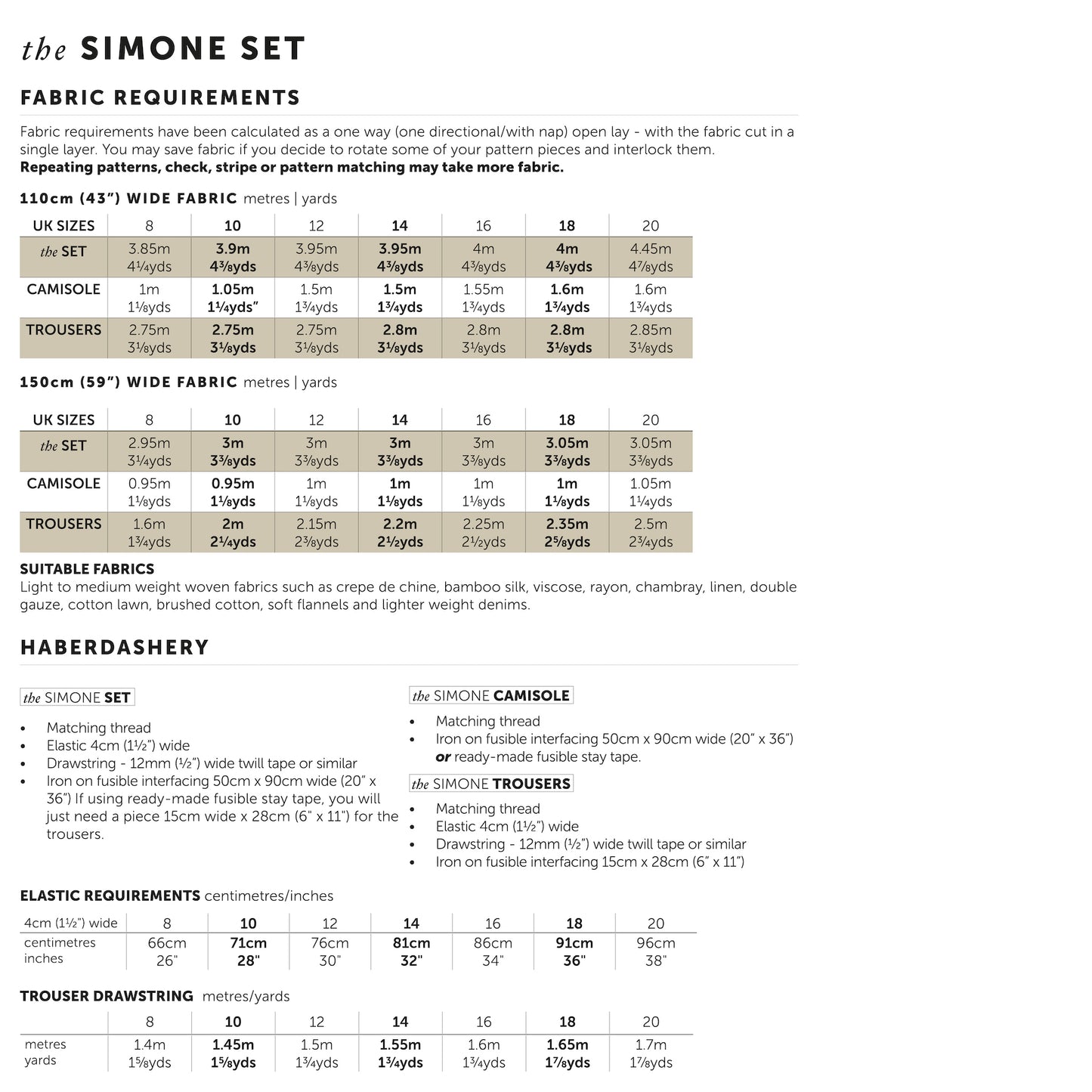 The Simone Set a camisole and pull on trouser sewing pattern, camisole, faux jumpsuit pattern indie sewing patterns, contemporary and modern sewing patterns made in the UK.