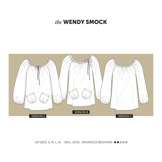 The Wendy Smock sewing pattern, easy to wear loose top pattern indie sewing patterns, contemporary and modern sewing patterns made in the UK.